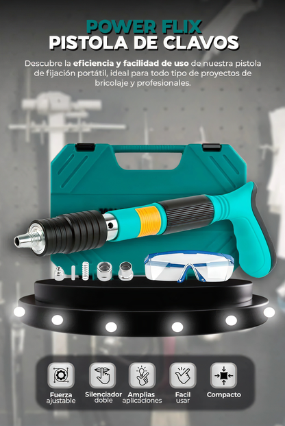 Pistola remachadora profesional® (kit completo: clavos, remaches, guantes, gafas protectoras + estuche)