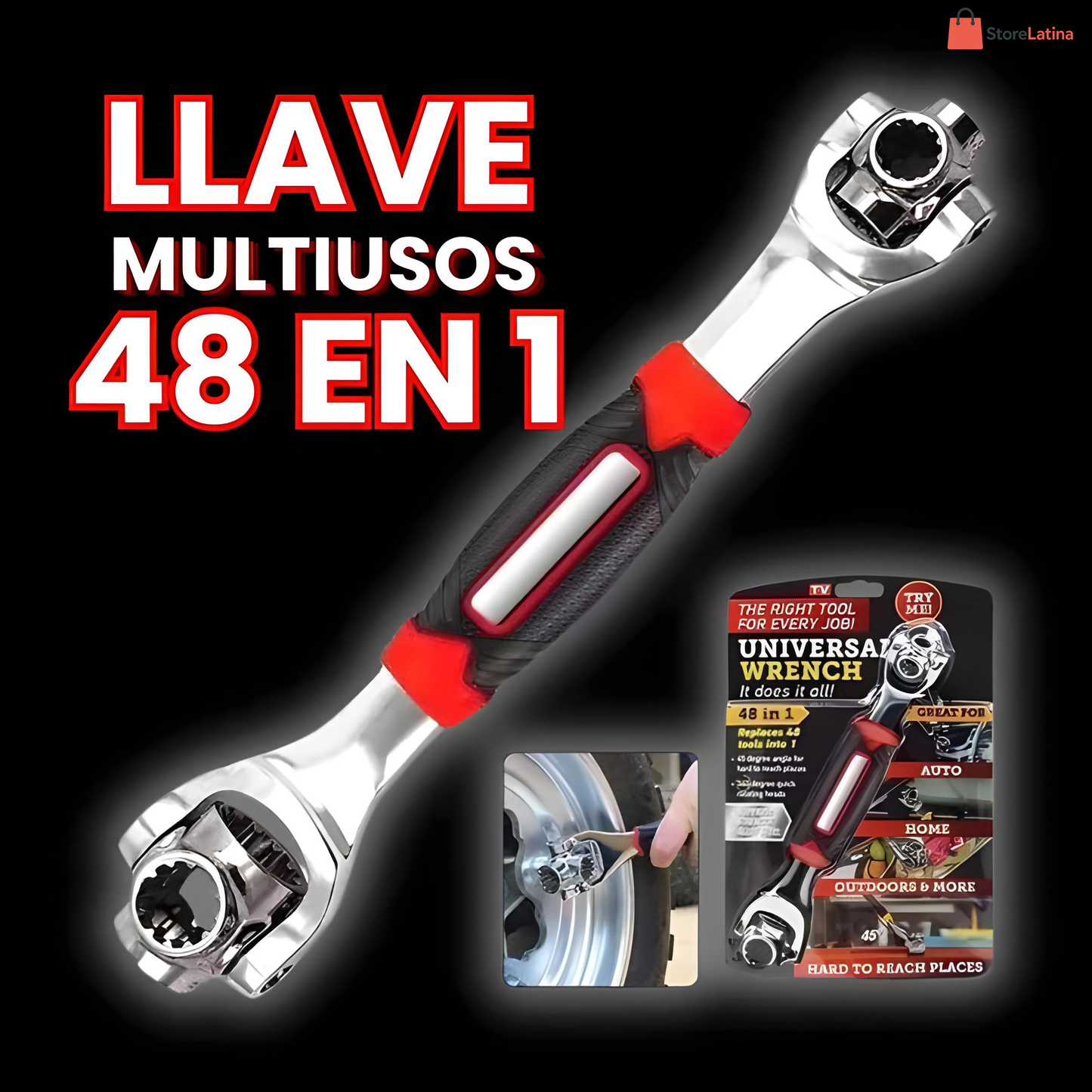 Llave universal 48 en 1 con cabezal giratorio de 360°