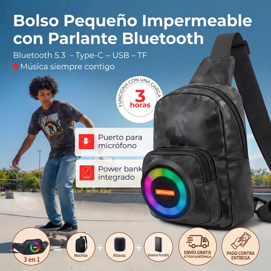 BOLSO IMPERMEABLE CON PARLANTE BLUETOOTH 3 EN 1
